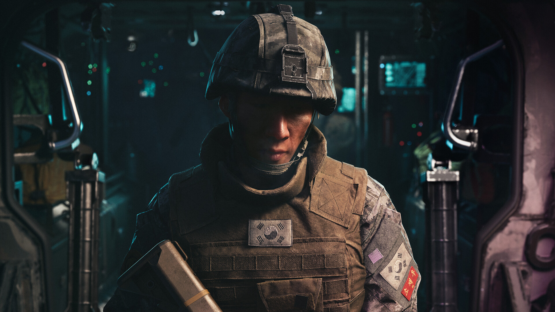 Modern Warfare 4 official screenshot: soldiers advance through a burning city street at night during the invasion's opening hours